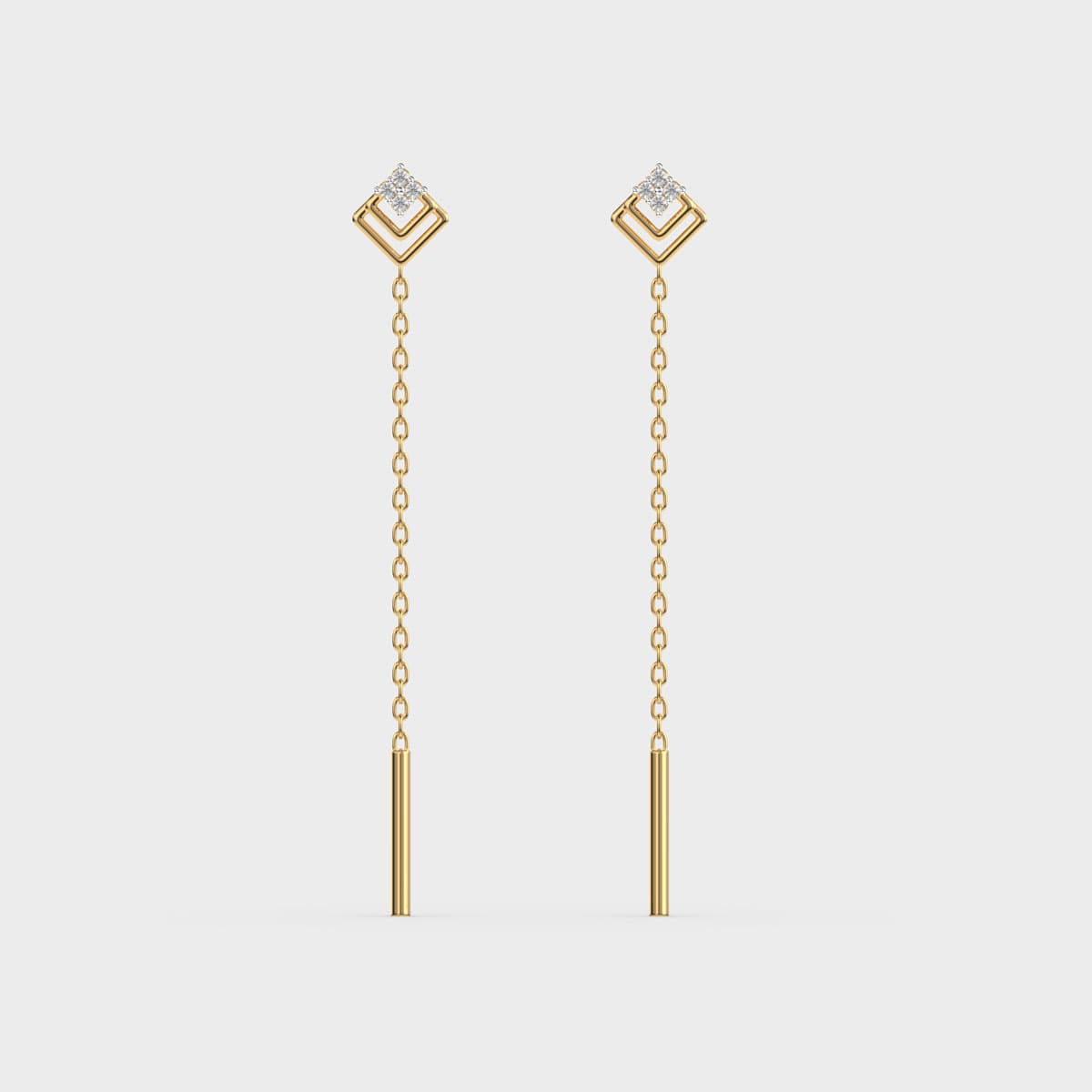 Nested Square Cluster Sui Dhaga Diamond Earrings