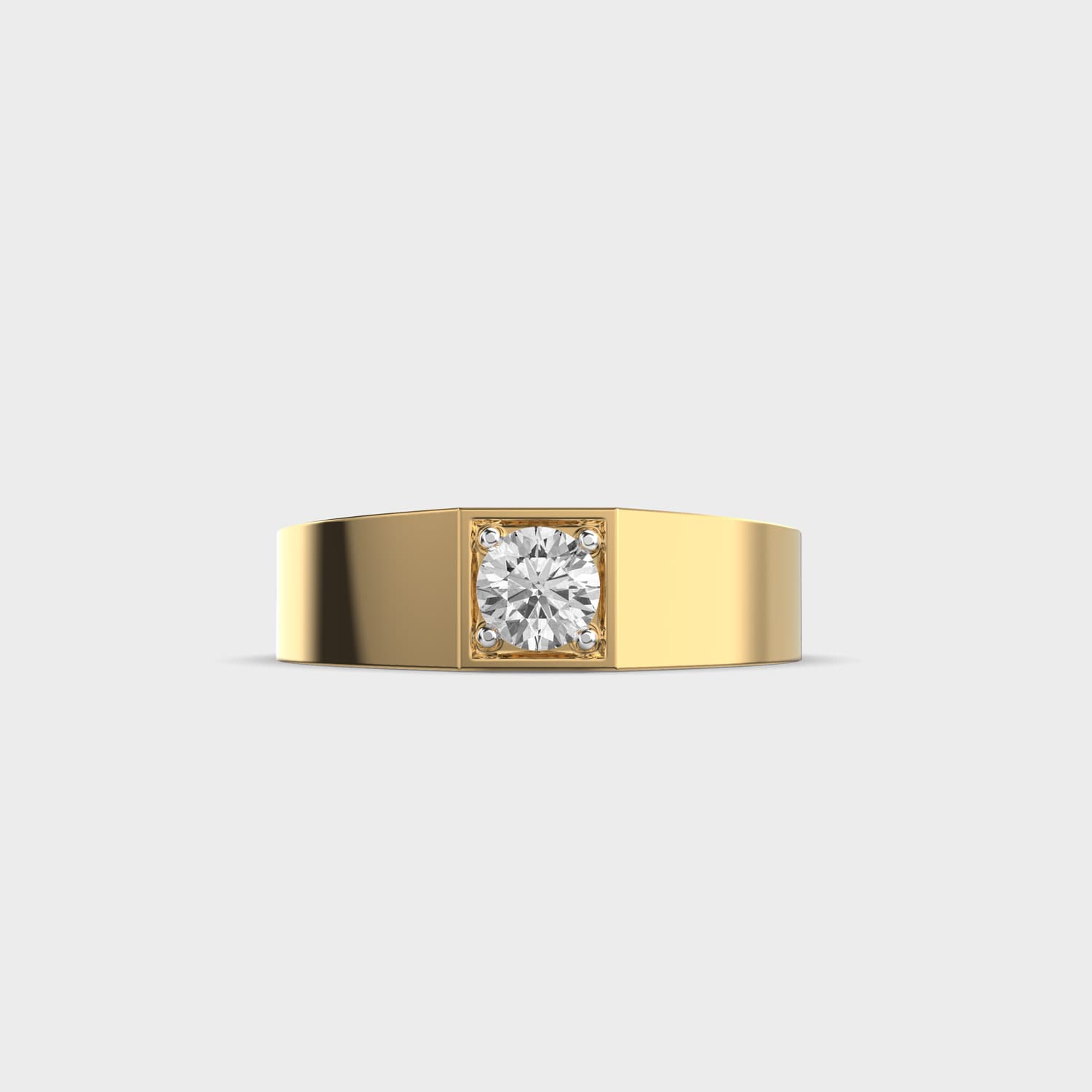 Flat Band Solitaire Diamond Ring For Men