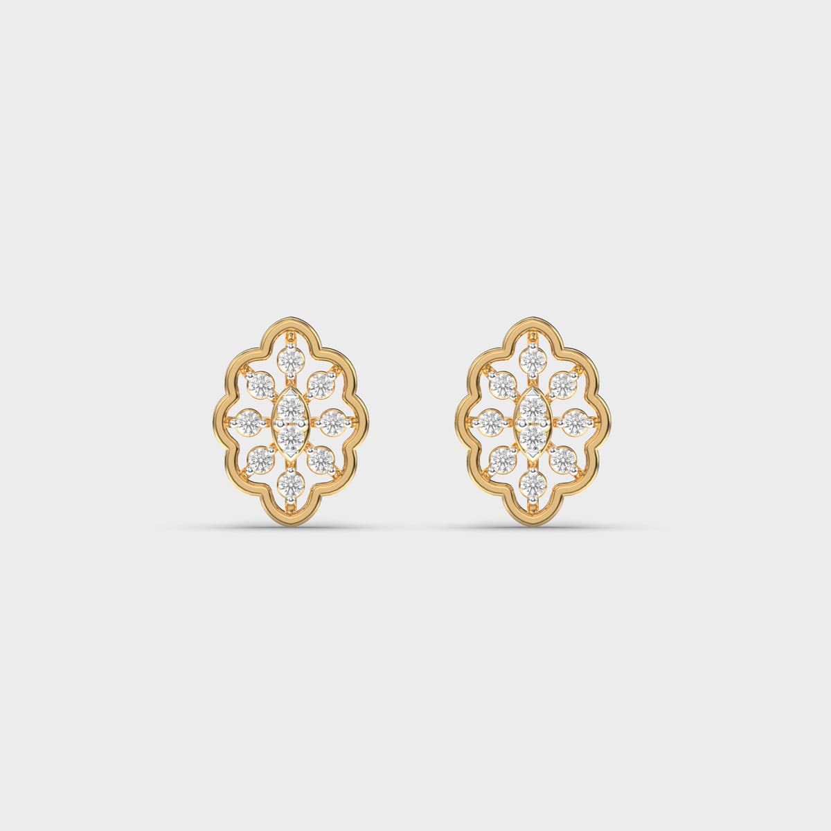 Scalloped Quatrefoil Cluster Diamond Studs