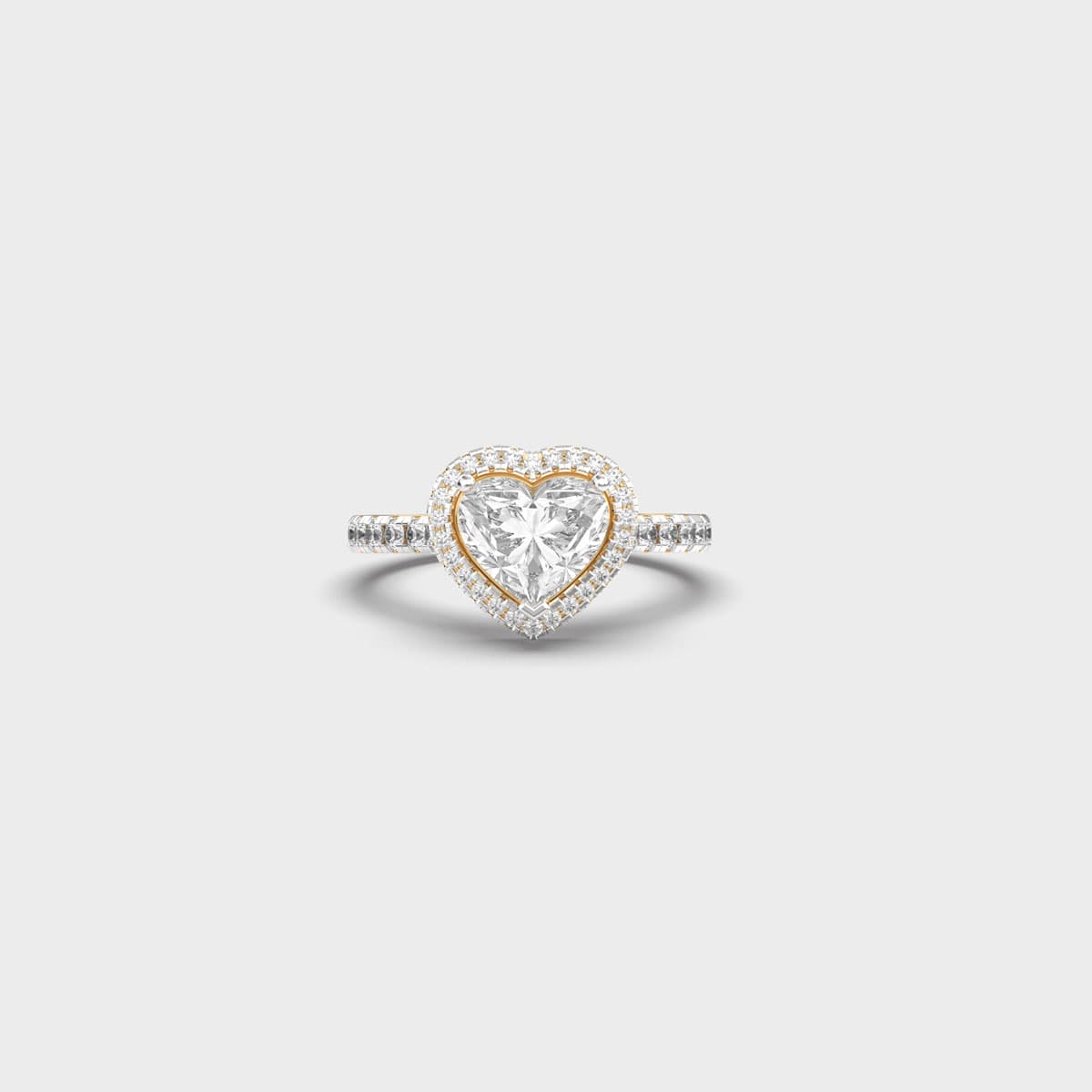 Framed Heart Halo Solitaire Diamond Ring