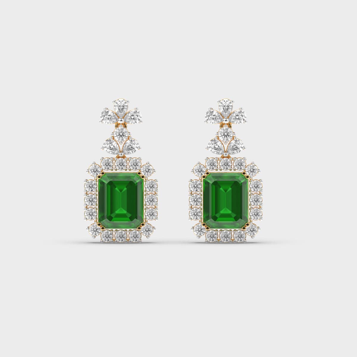 Green Stone Halo Cluster Diamond Drops