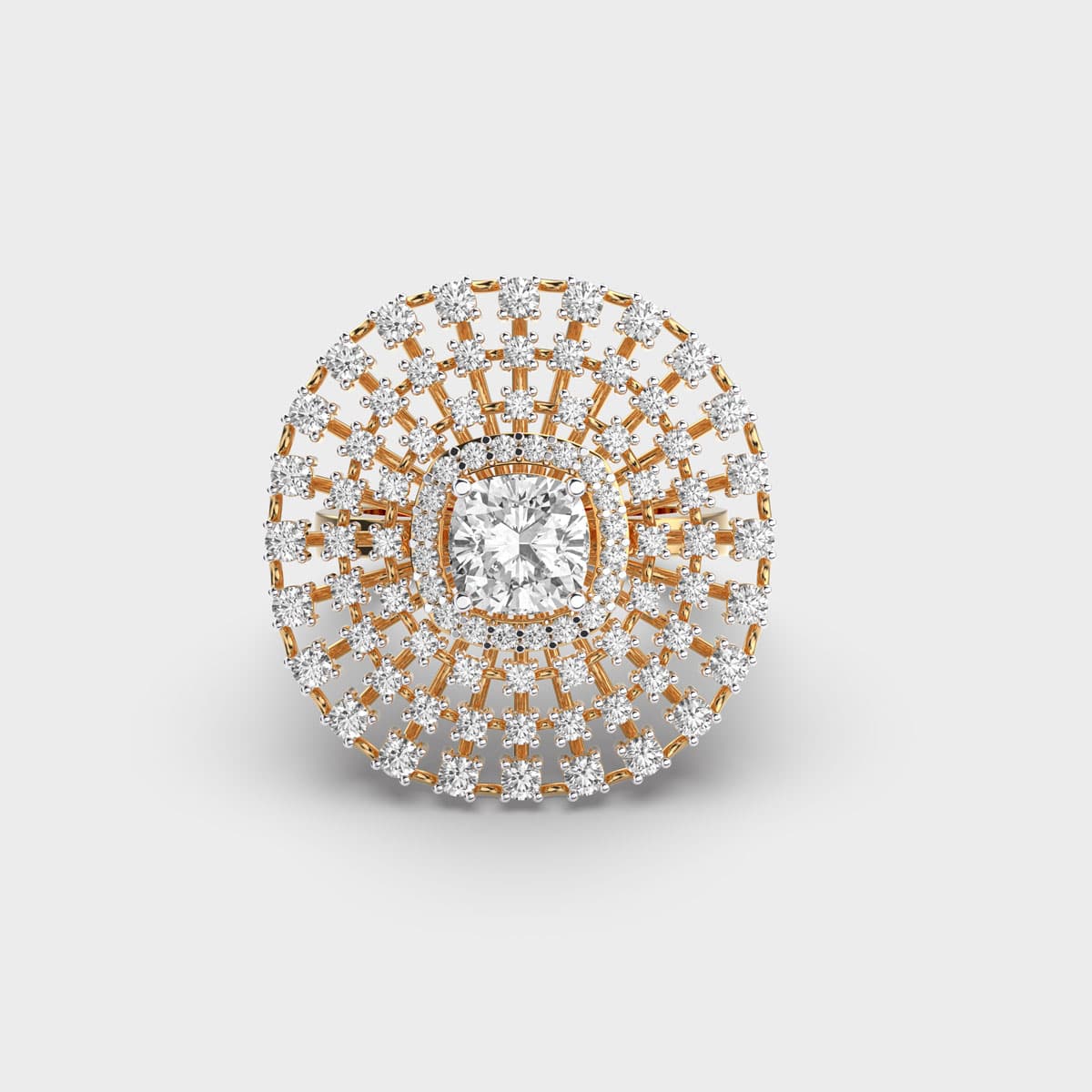 Cushion Sunburst Medallion Diamond Ring
