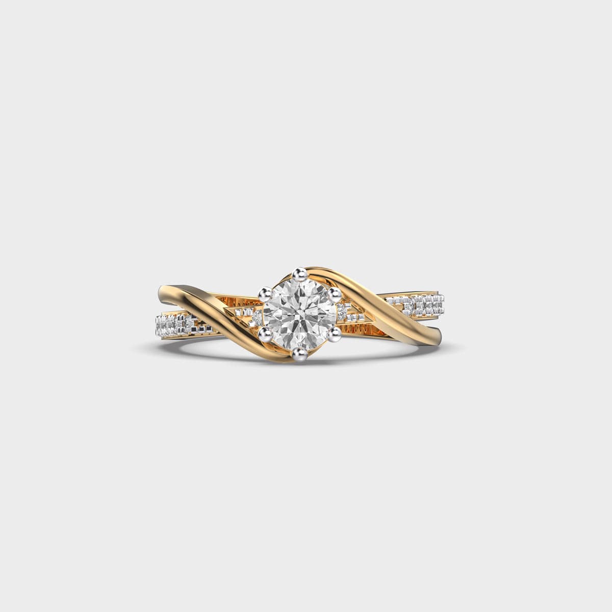 Crossover Wave Solitaire Diamond Ring
