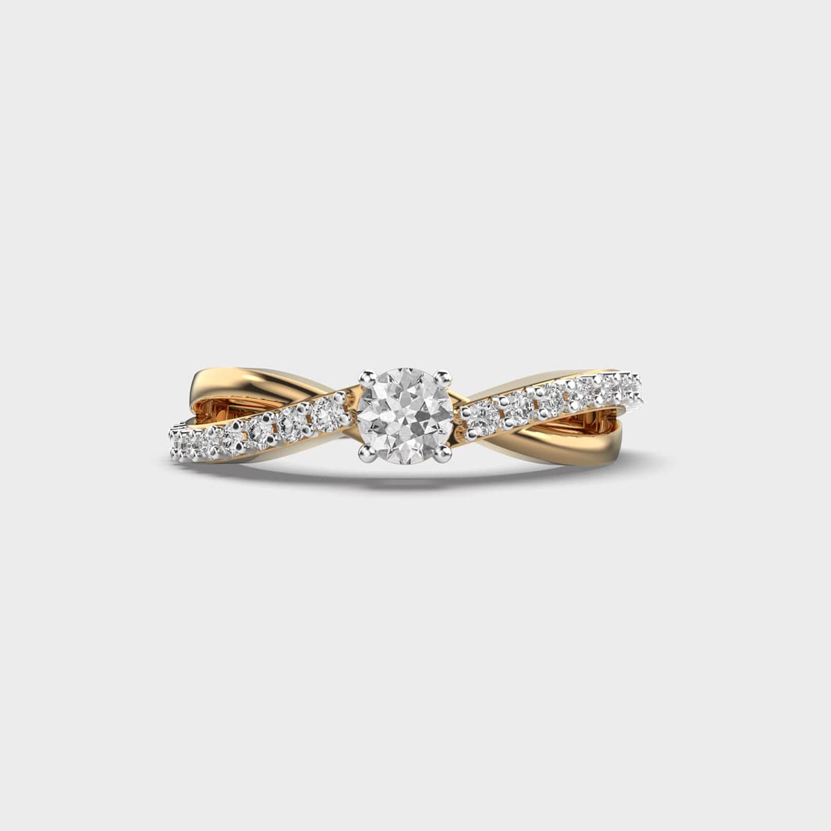 Crossover Vine Round Solitaire Diamond Ring