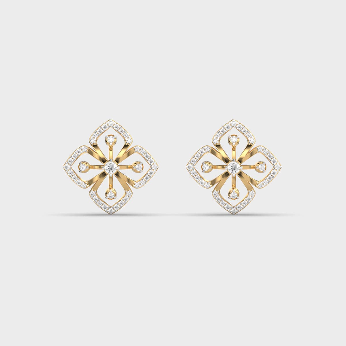 Four Petal Openwork Diamond Studs