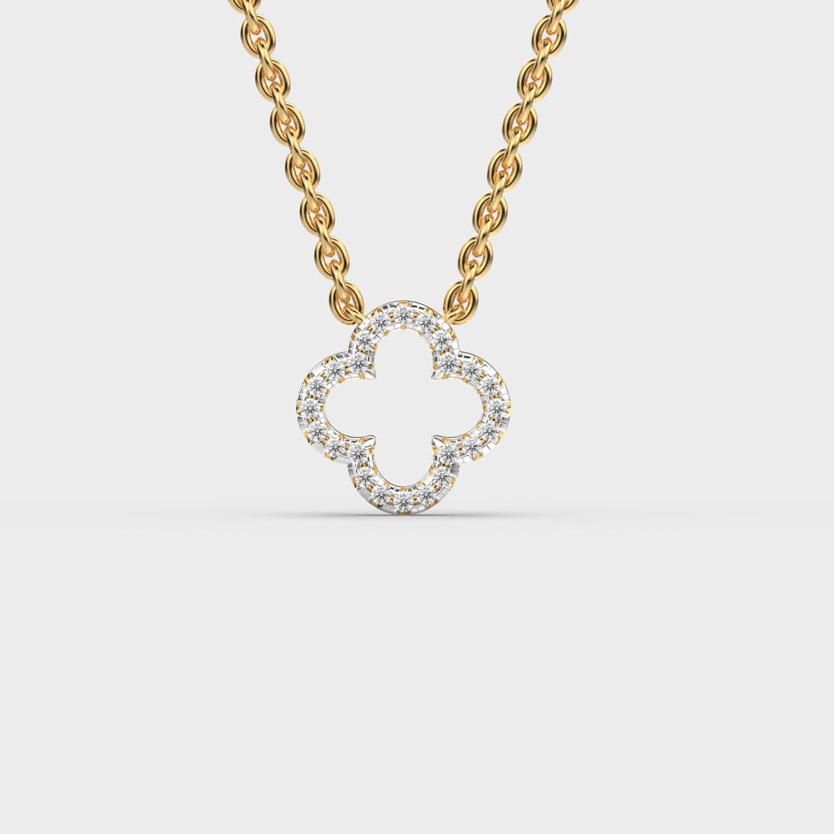 Dainty Clover Frame Diamond Pendant (With Chain)
