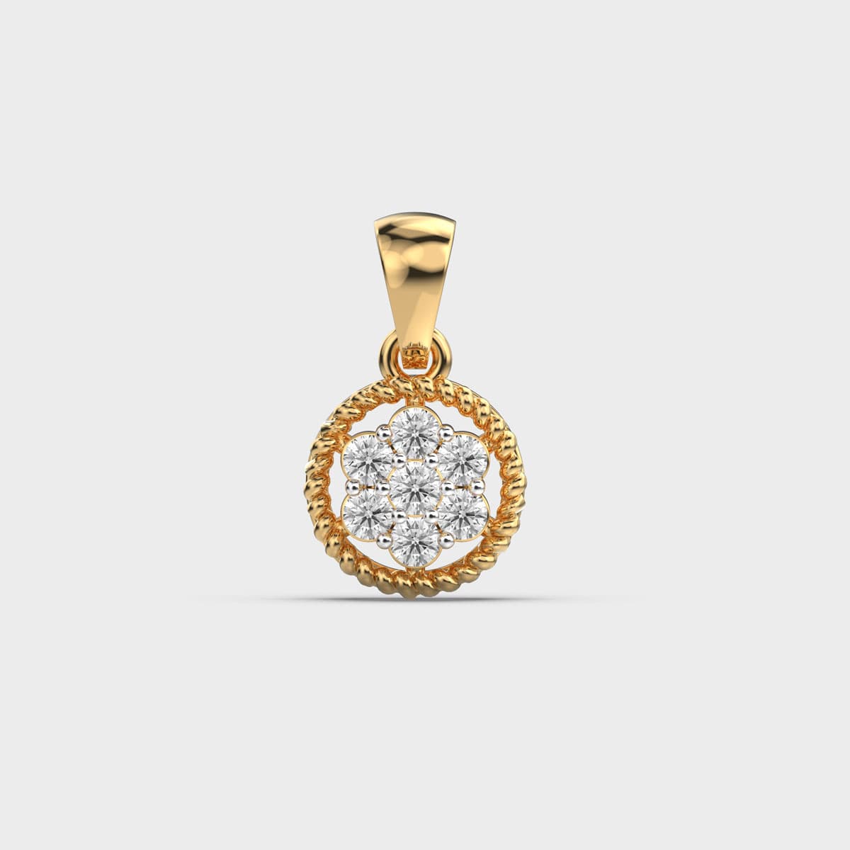 Braided Border Cluster Diamond Pendant (Without Chain)