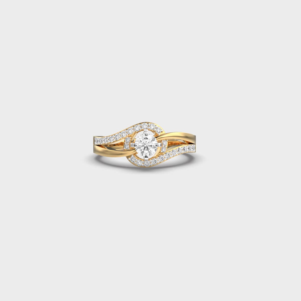 Swirl Knot Round Solitaire Diamond Ring