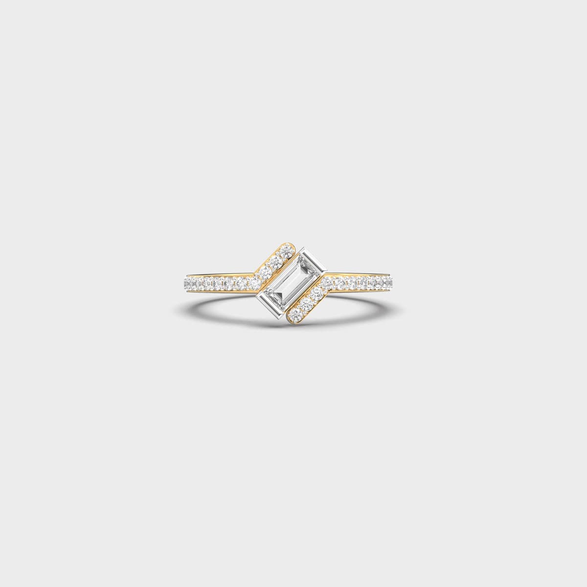 Diagonal Baguette Bar Diamond Ring