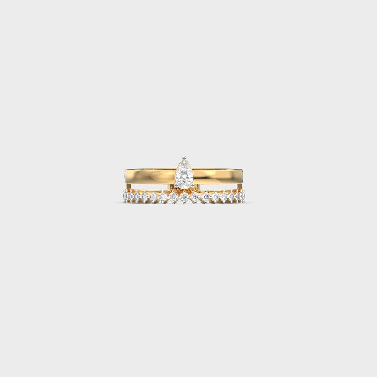 Twin Bar Pear Accent Diamond Ring