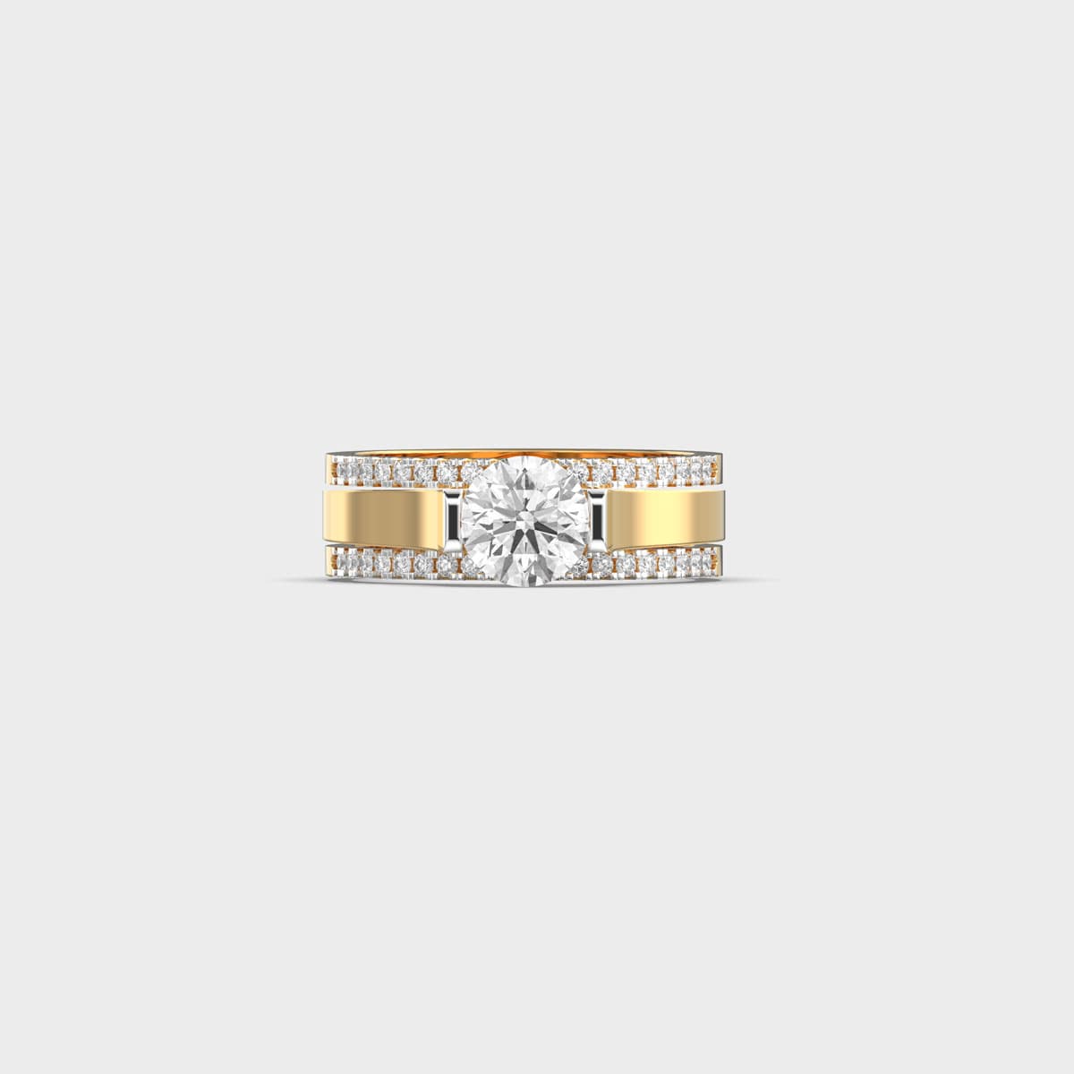 Round Solitaire Stacked Band Diamond Ring