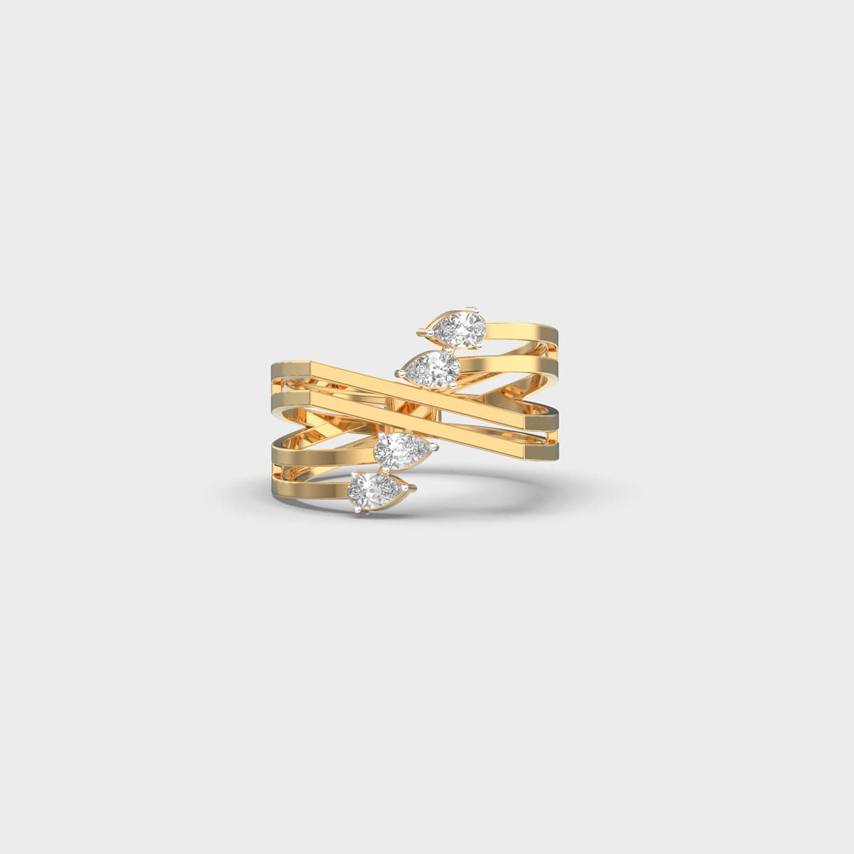 Crossover Multi Band Pear Diamond Ring