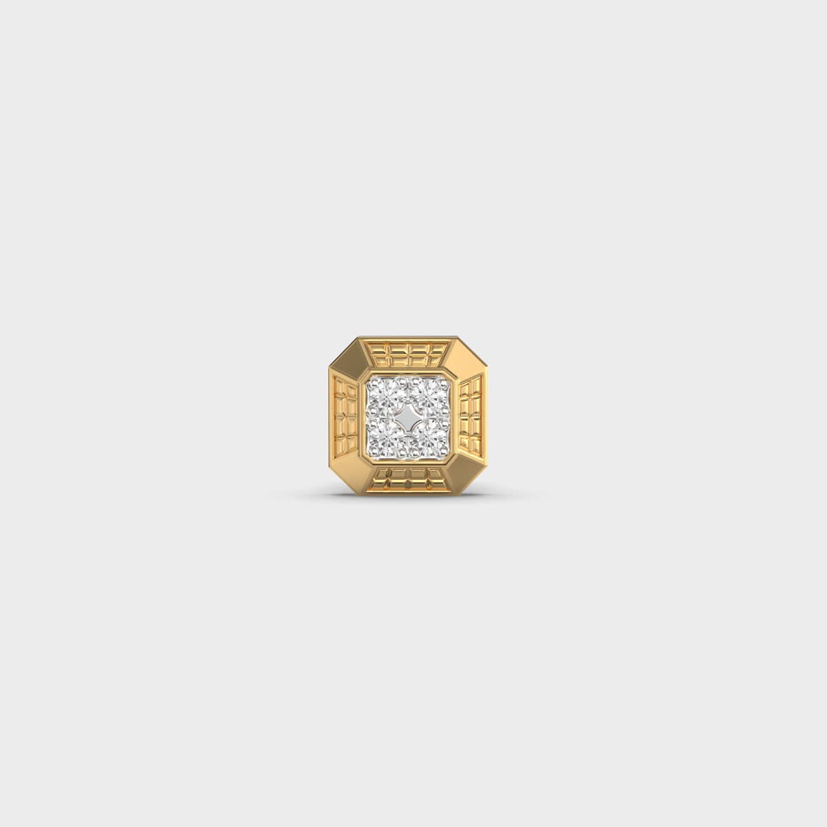 Radiant Octagonal Clustered Diamond Stud For Men