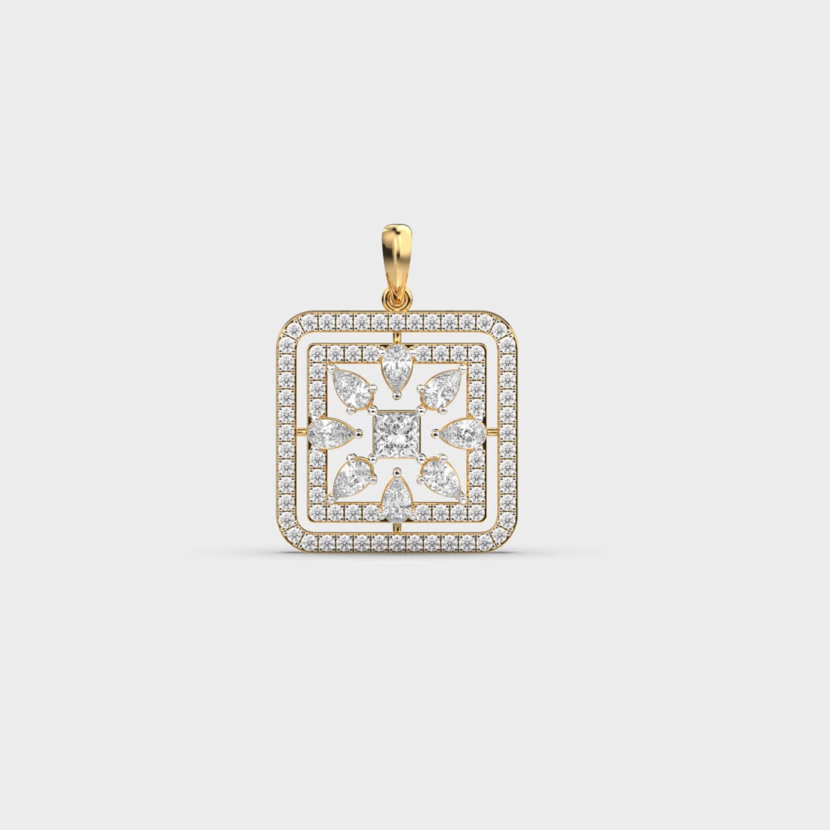 Princess Pear Radiant Square Diamond Pendant (Without Chain)