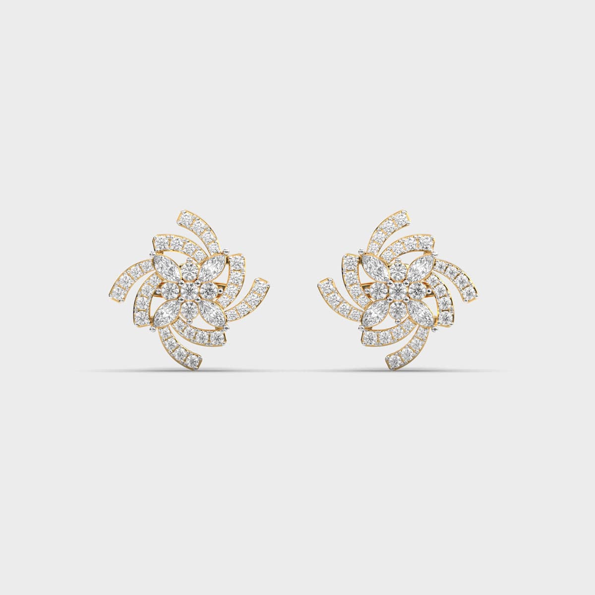 Marquise Flower Pinwheel Diamond Studs