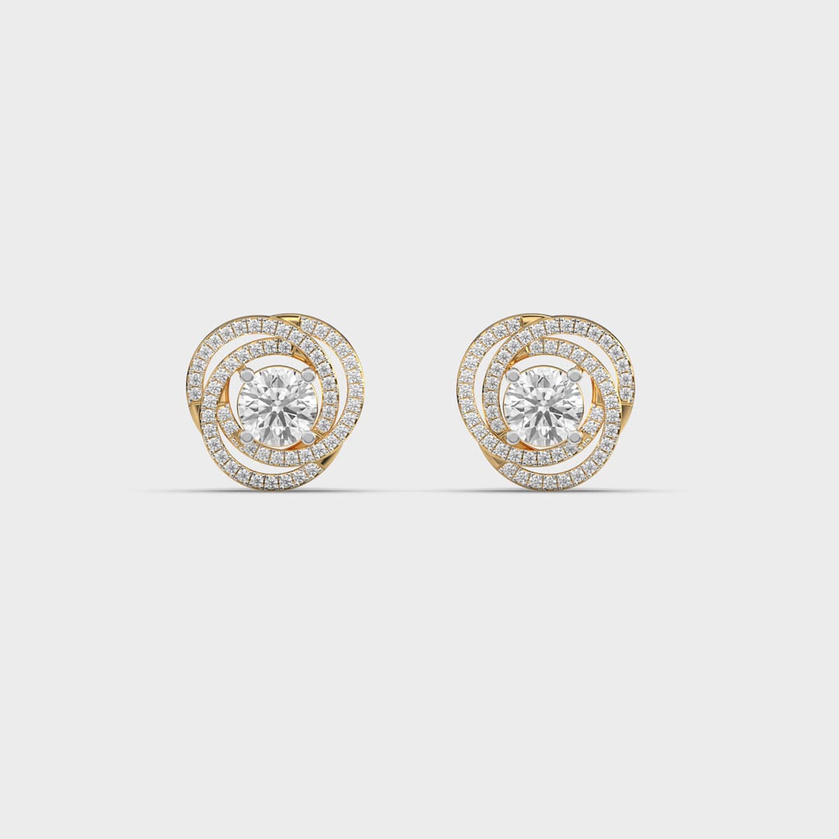 Looped Rosette Solitaire Diamond Studs
