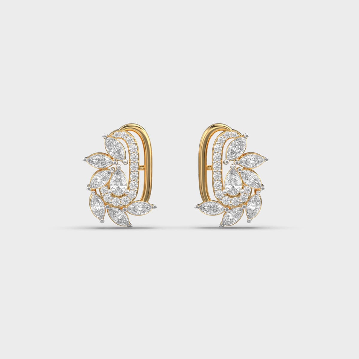 Pear Centre Marquise Leaf Swirl Diamond Studs
