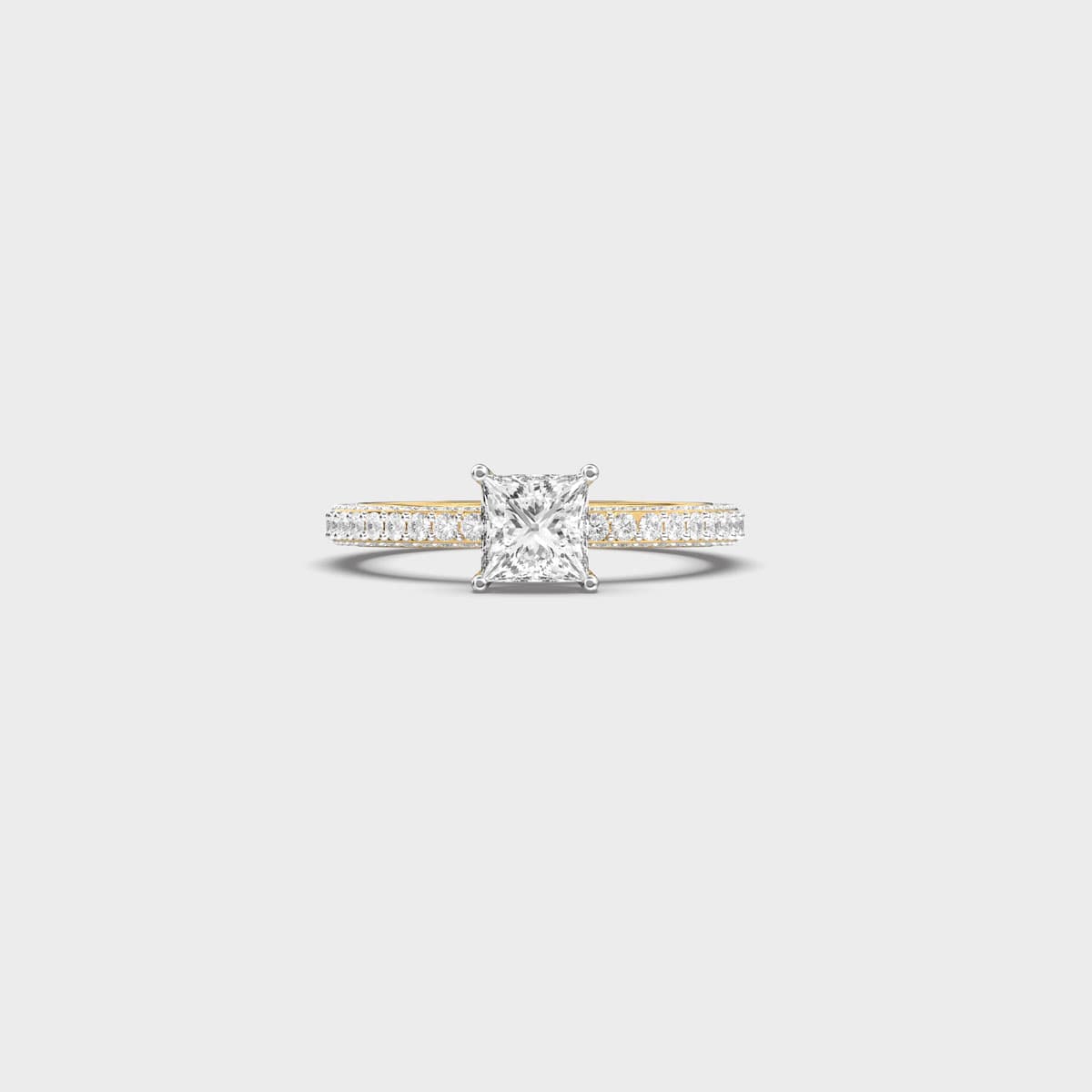 Princess Cut Pave Band Diamond Ring