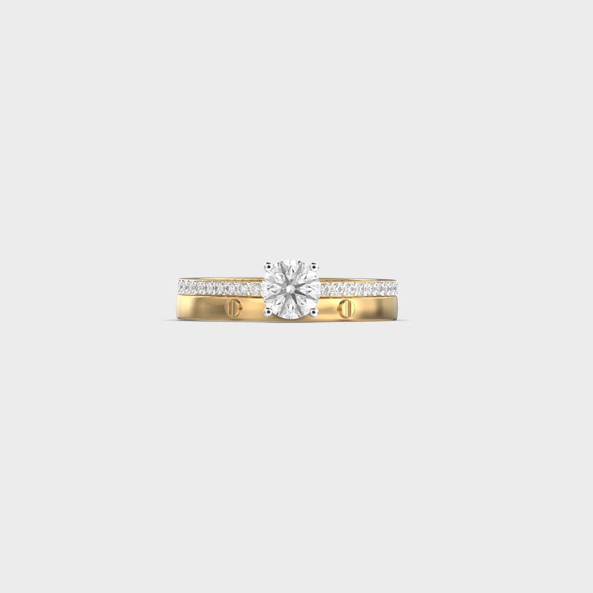 Round Solitaire Split Double Band Diamond Ring