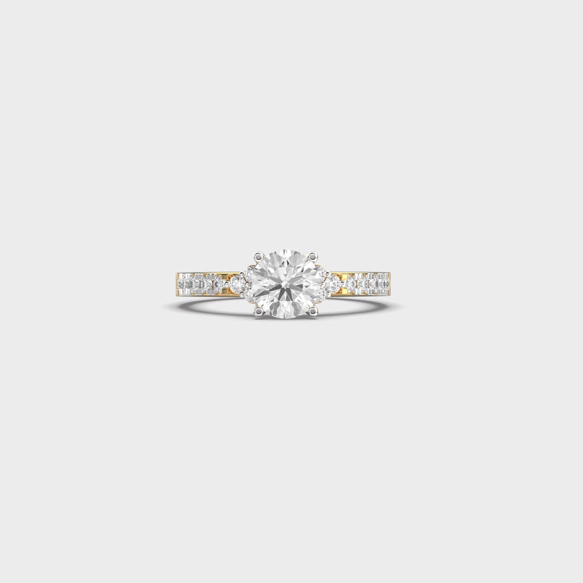 Round Solitaire Channel Shoulder Diamond Ring