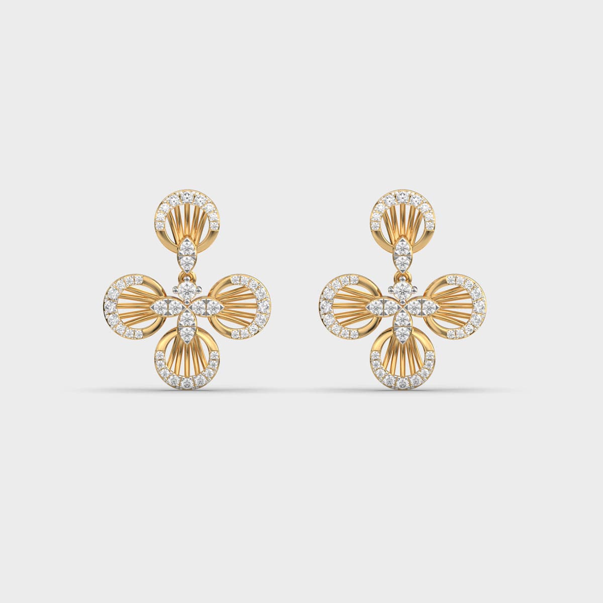 Fluted Fan Clover Bloom Diamond Drops