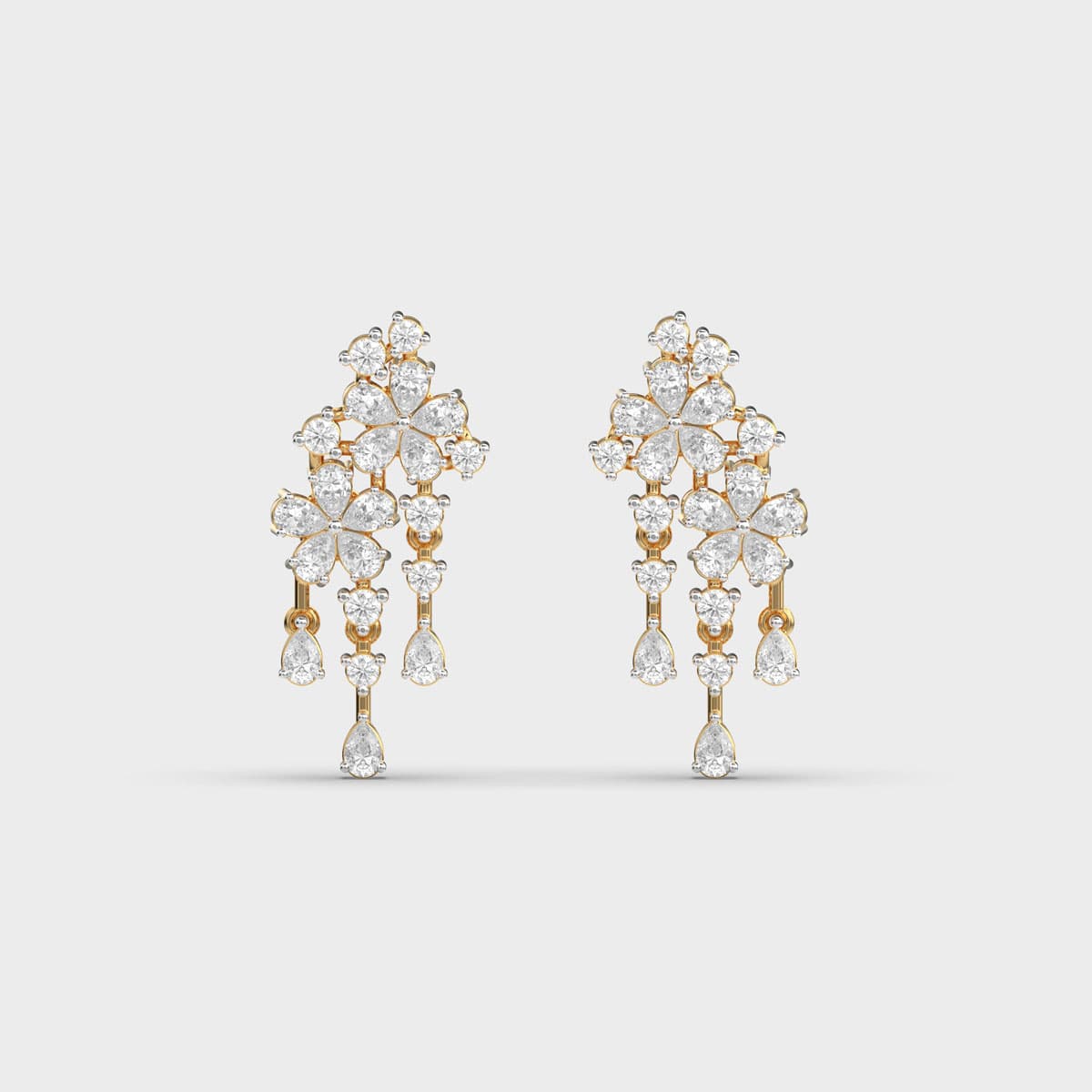 Floral Cluster Waterfall Diamond Danglers