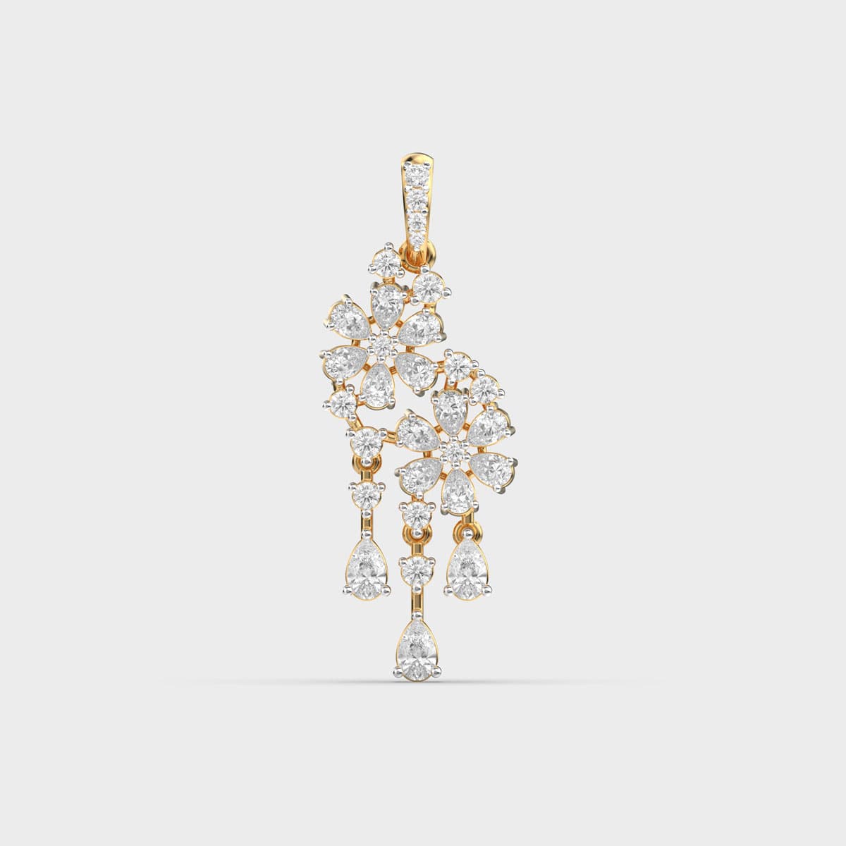 Floral Cluster Waterfall Diamond Pendant (Without Chain)
