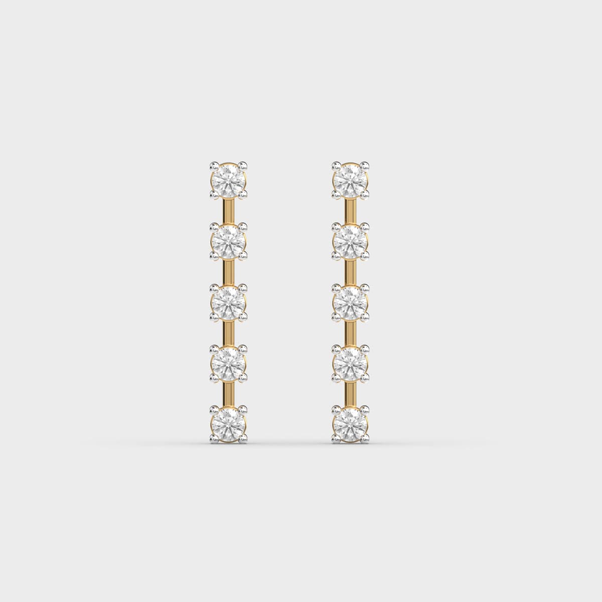 Five Stone Round Line Diamond Danglers