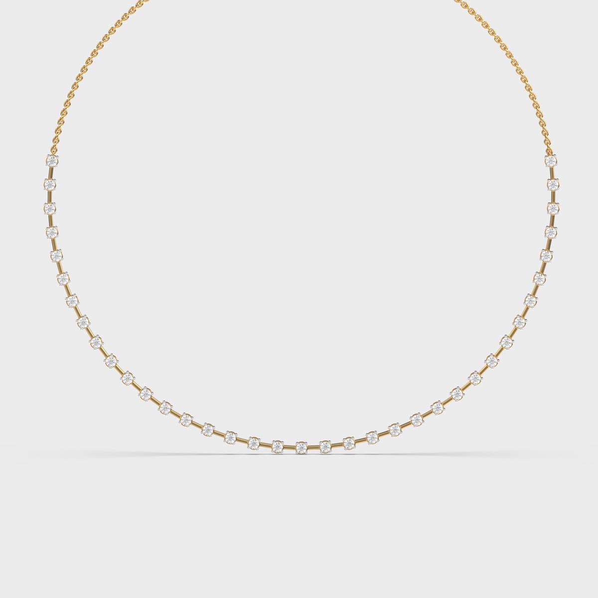 Round Station Bar Link Diamond Necklace