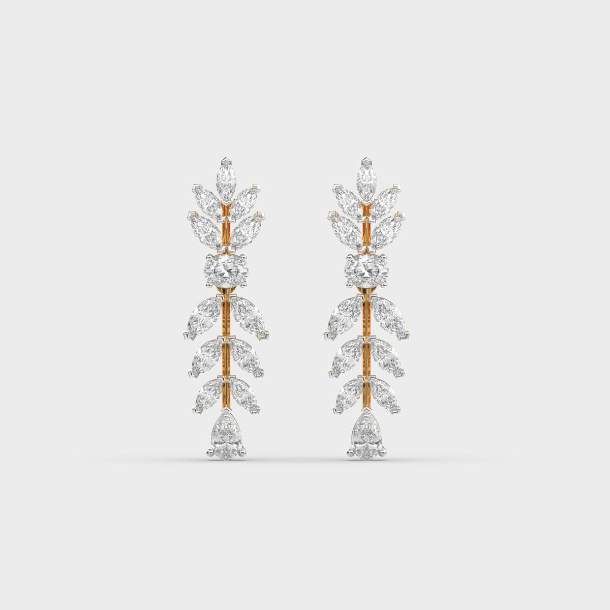 Marquise Leaf Vine Drop Diamond Danglers