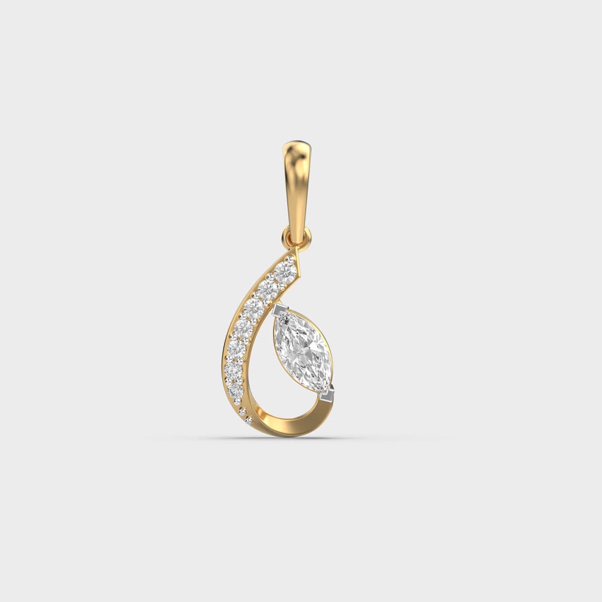 Paisley Swirl Marquise Leaf Diamond Pendant (Without Chain)