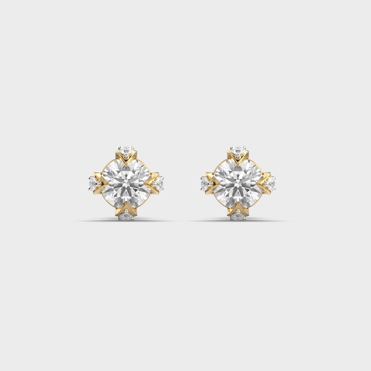 Celestial Star Round Solitaire Diamond Studs