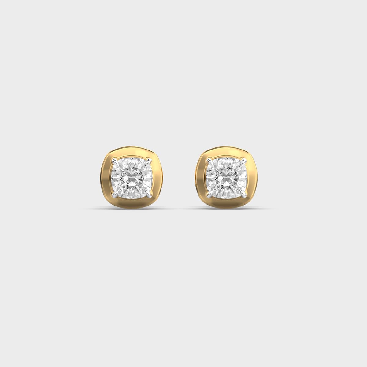 Cushion Cut Polished Frame Diamond Studs