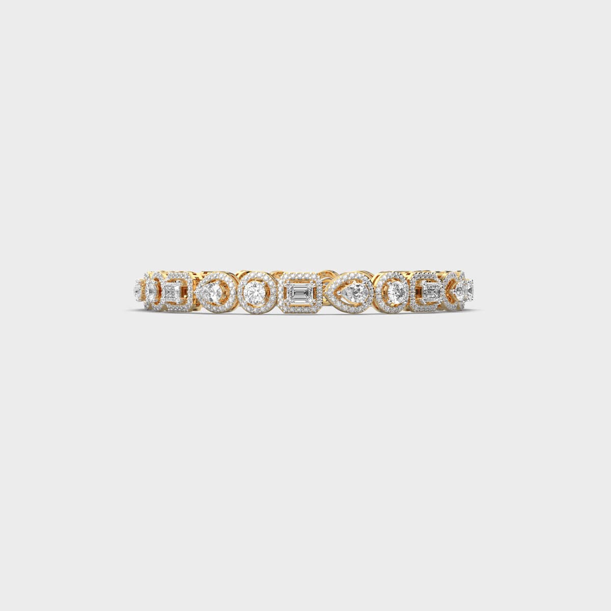 Mixed Cut Halo Station Diamond Bracelet