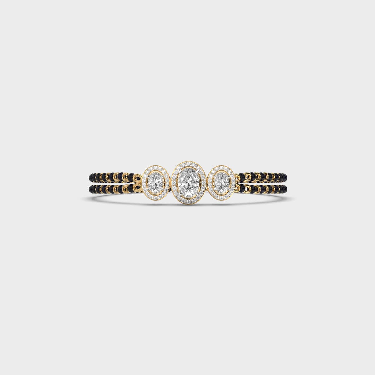 Oval Trio Halo Diamond Mangalsutra Bracelet