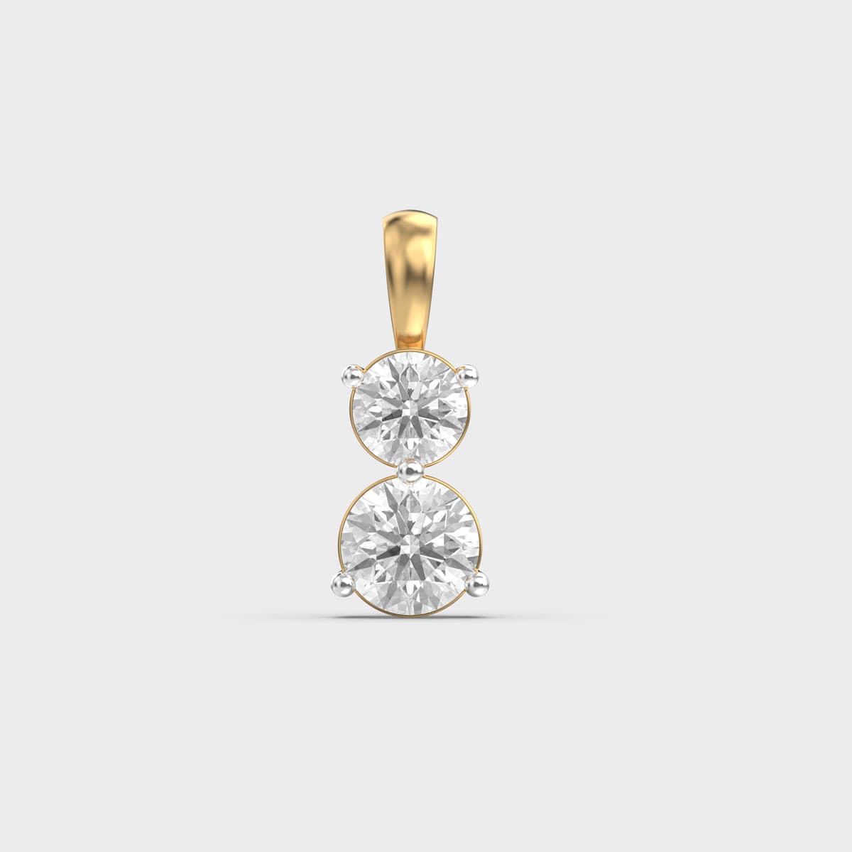 Stacked Round Duo Diamond Pendant (Without Chain)