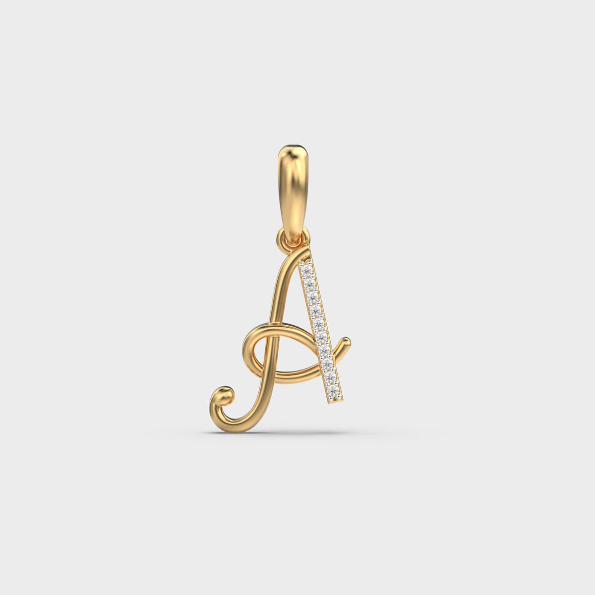 Cursive Initial A Diamond Pendant (Without Chain)