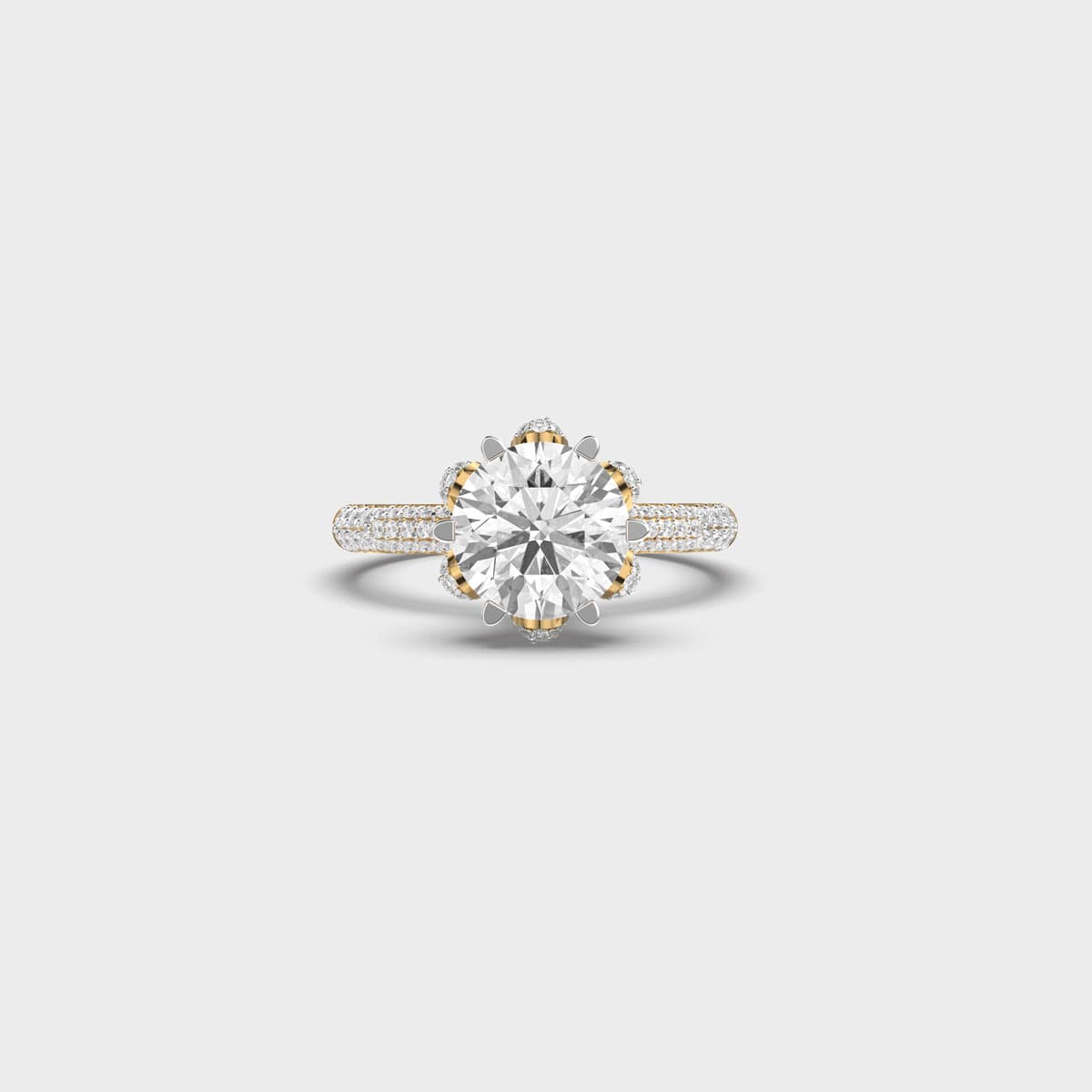 Blooming Basket Round Solitaire Diamond Ring