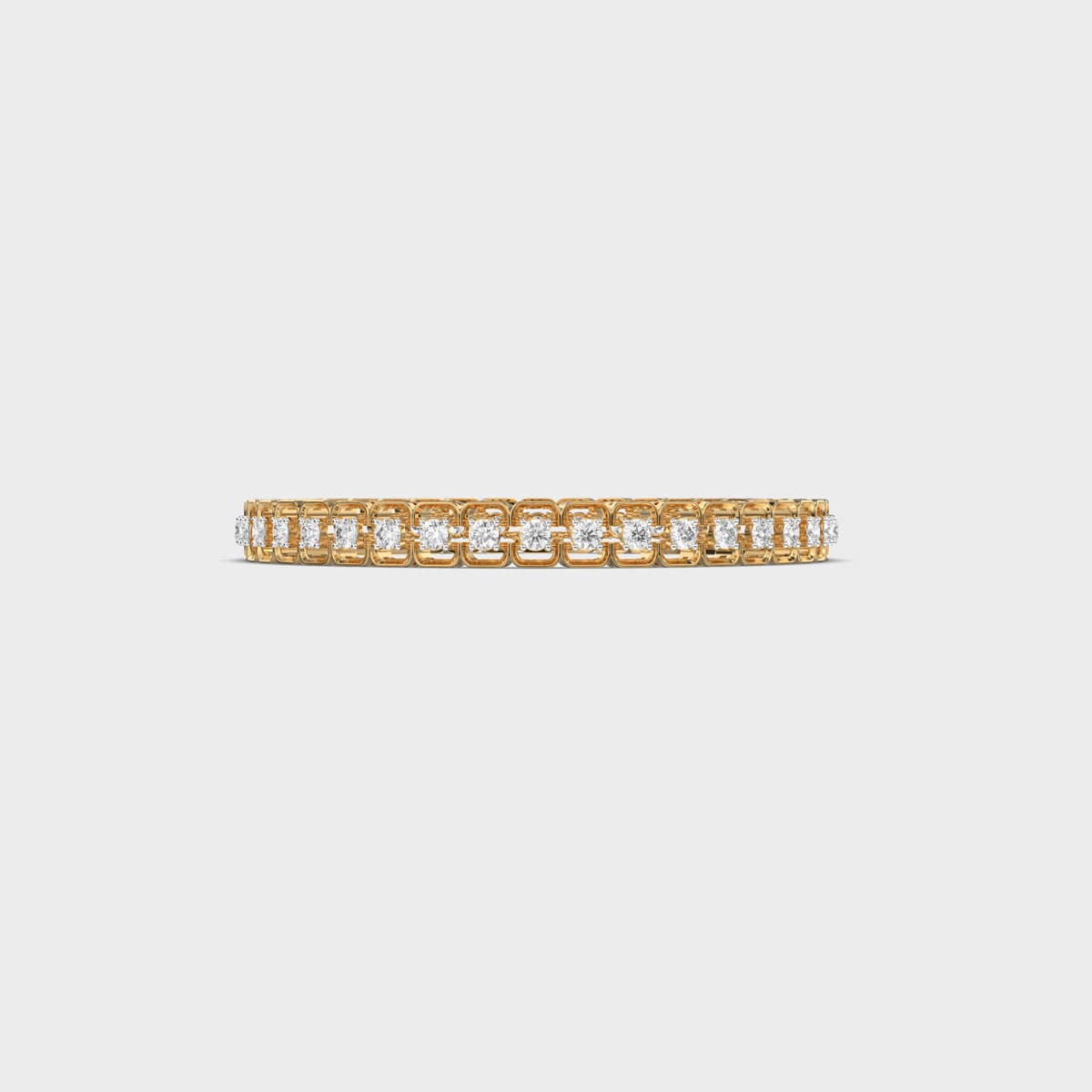 Square Link Round Station Diamond Bangle