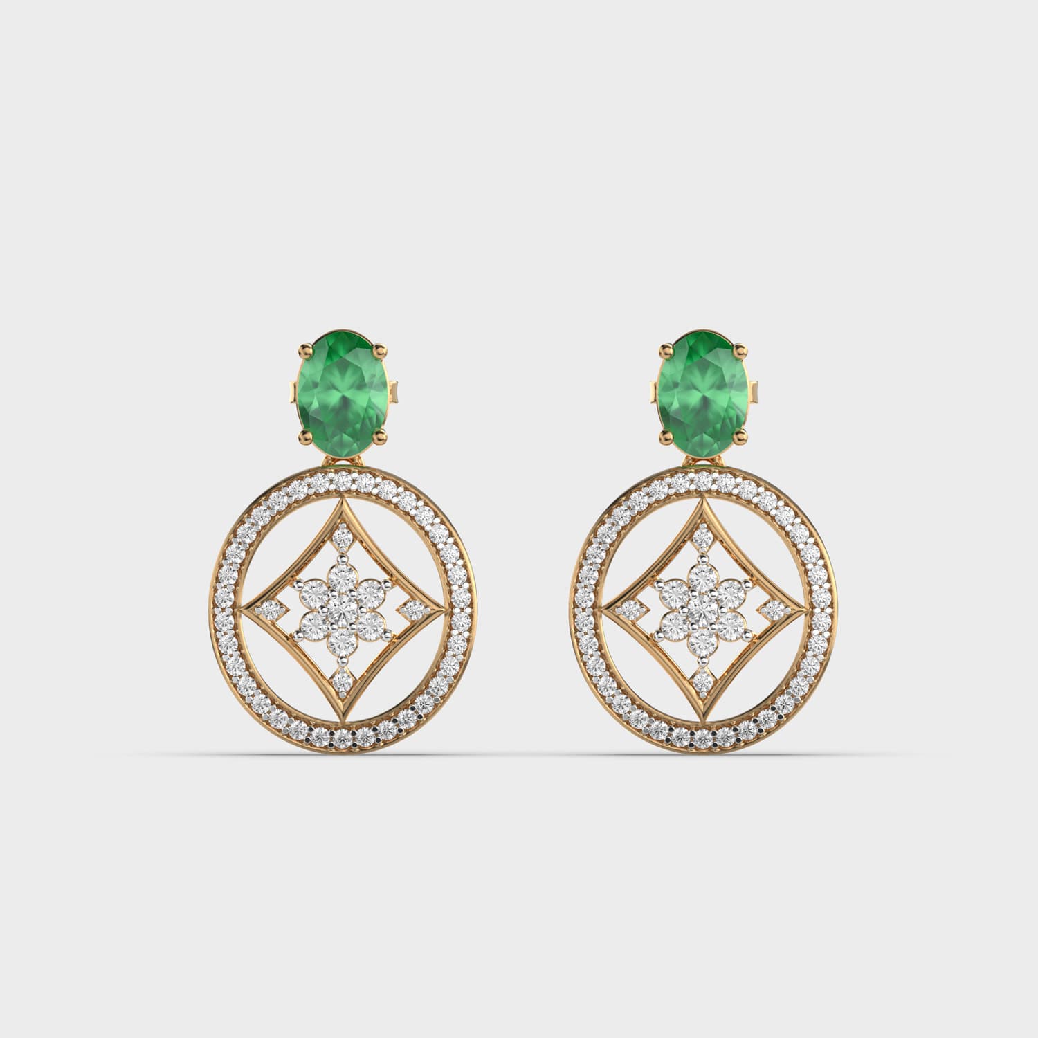 Genevia Green Stone Diamond Earrings