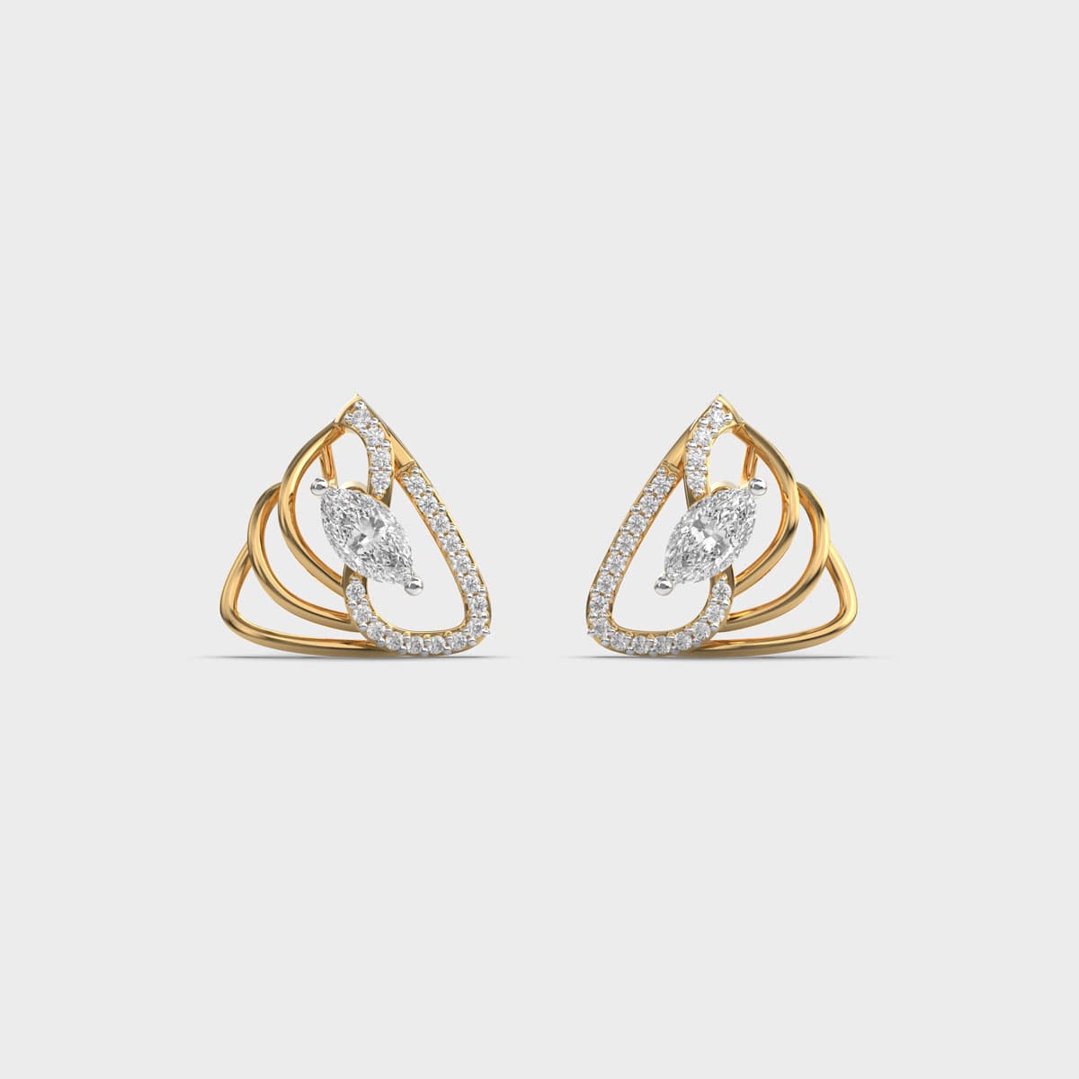 Trilobe Ripple Marquise Diamond Studs