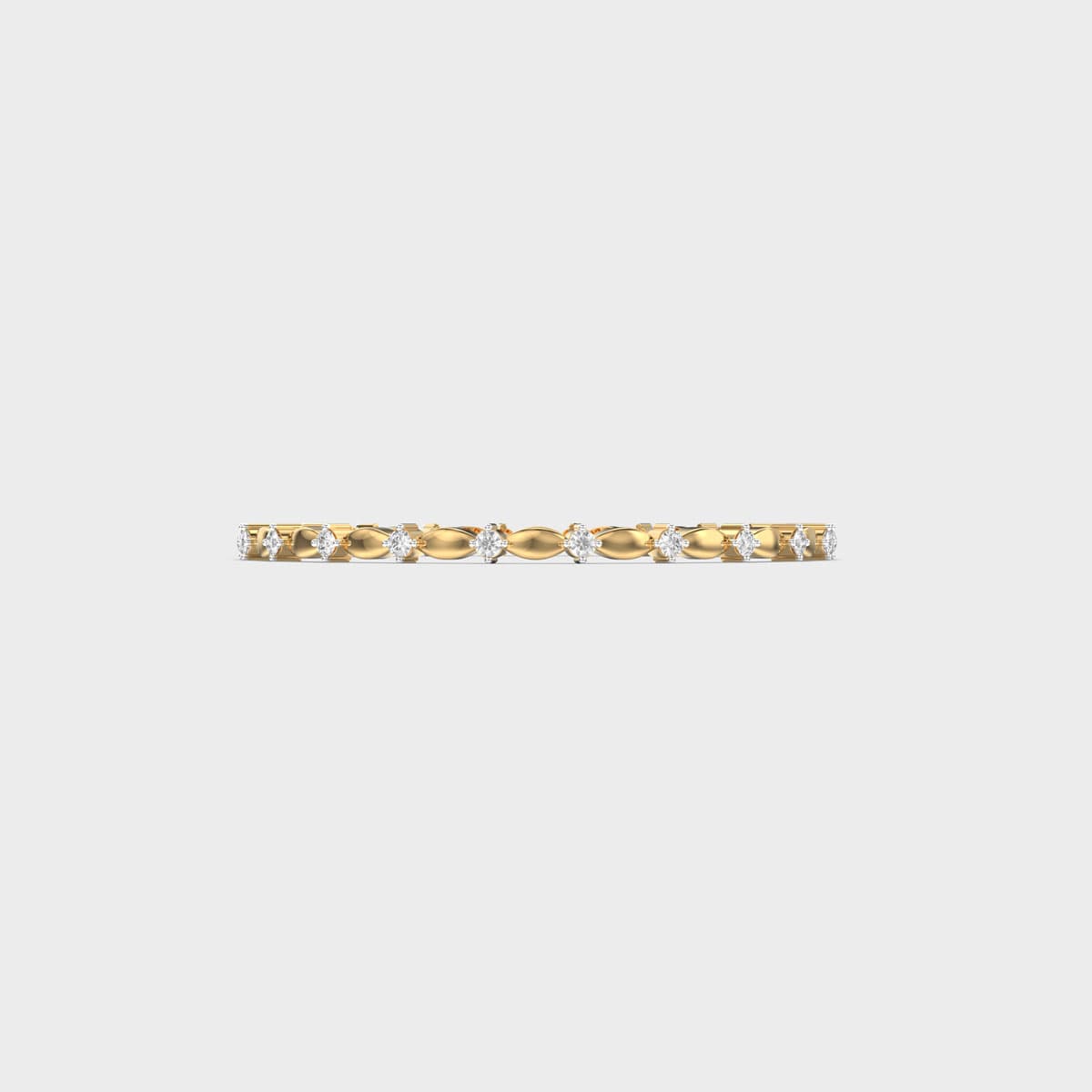 Navette Link Round Diamond Bangle