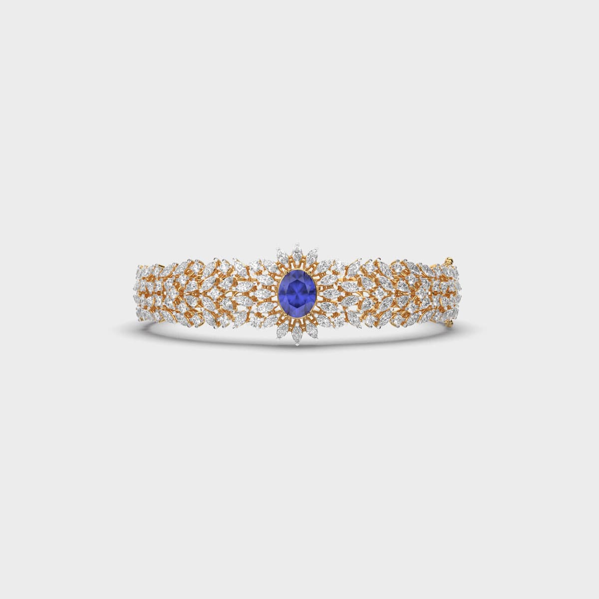 Blue Oval Marquise Sunburst Diamond Bracelet