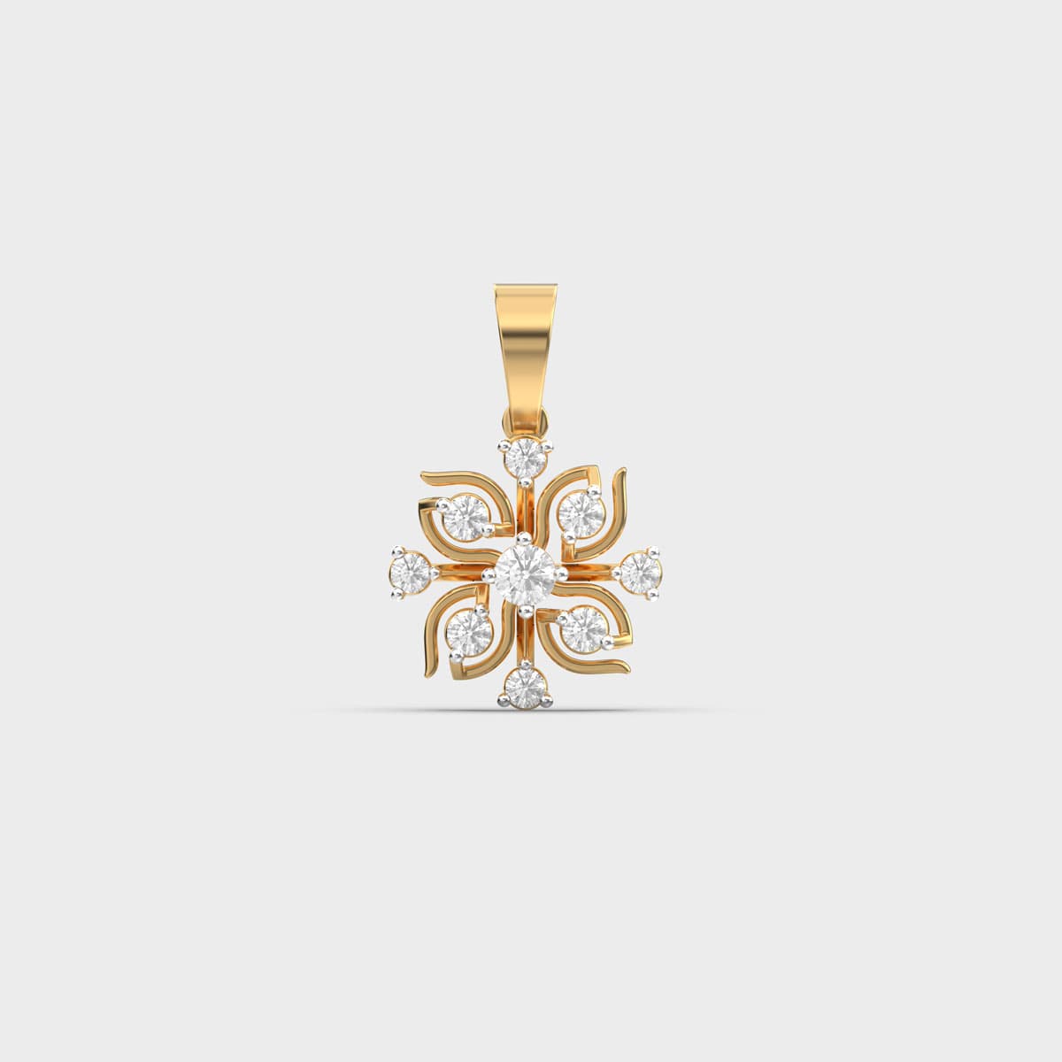 Pinwheel Scroll Round Bloom Diamond Pendant (Without Chain)
