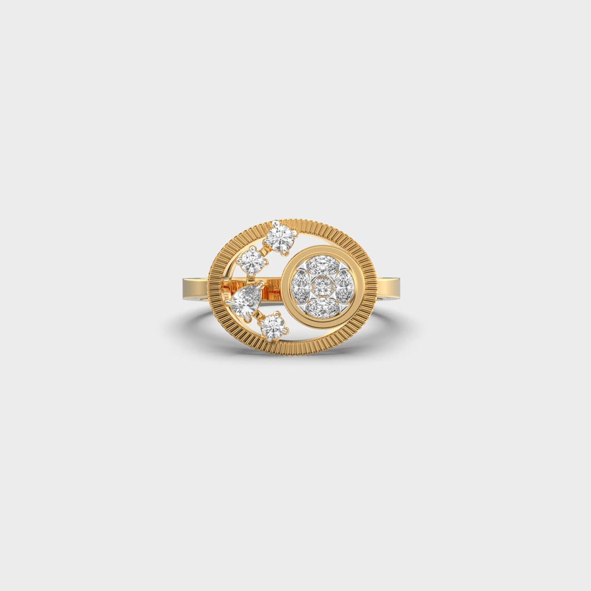 Eclipse Bloom Fluted Oval Diamond Ring