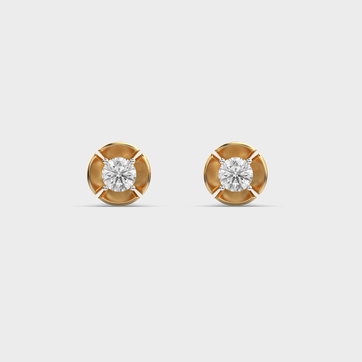 Quartered Disc Round Diamond Studs
