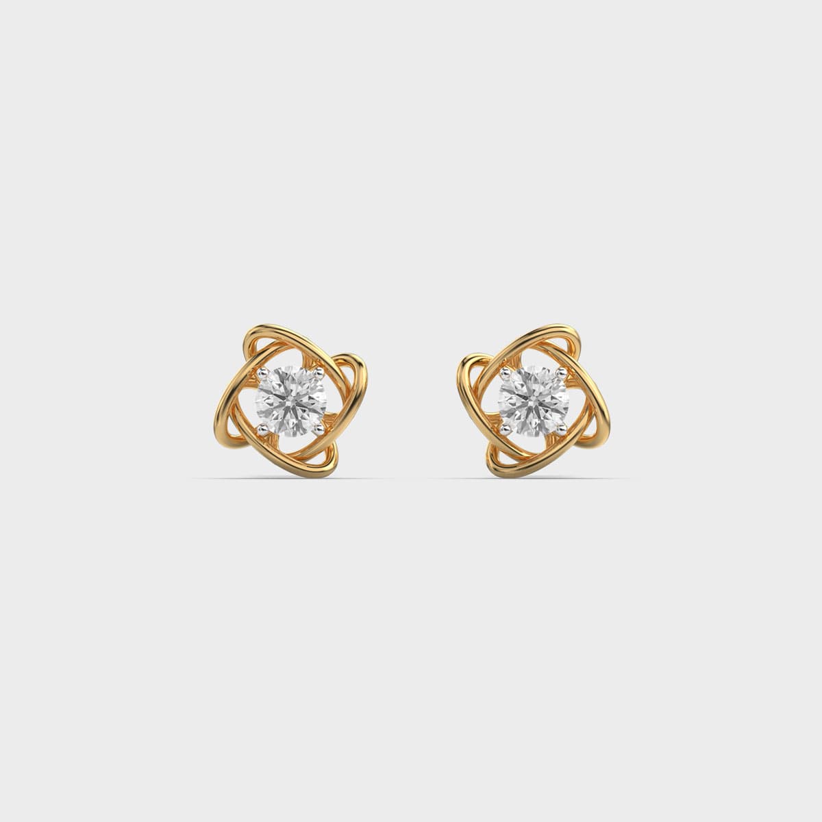 Interlocked Ellipse Round Diamond Studs