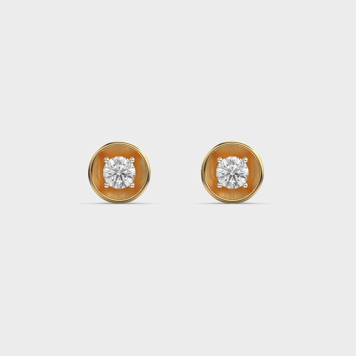 Bezel Disc Round Solitaire Diamond Studs