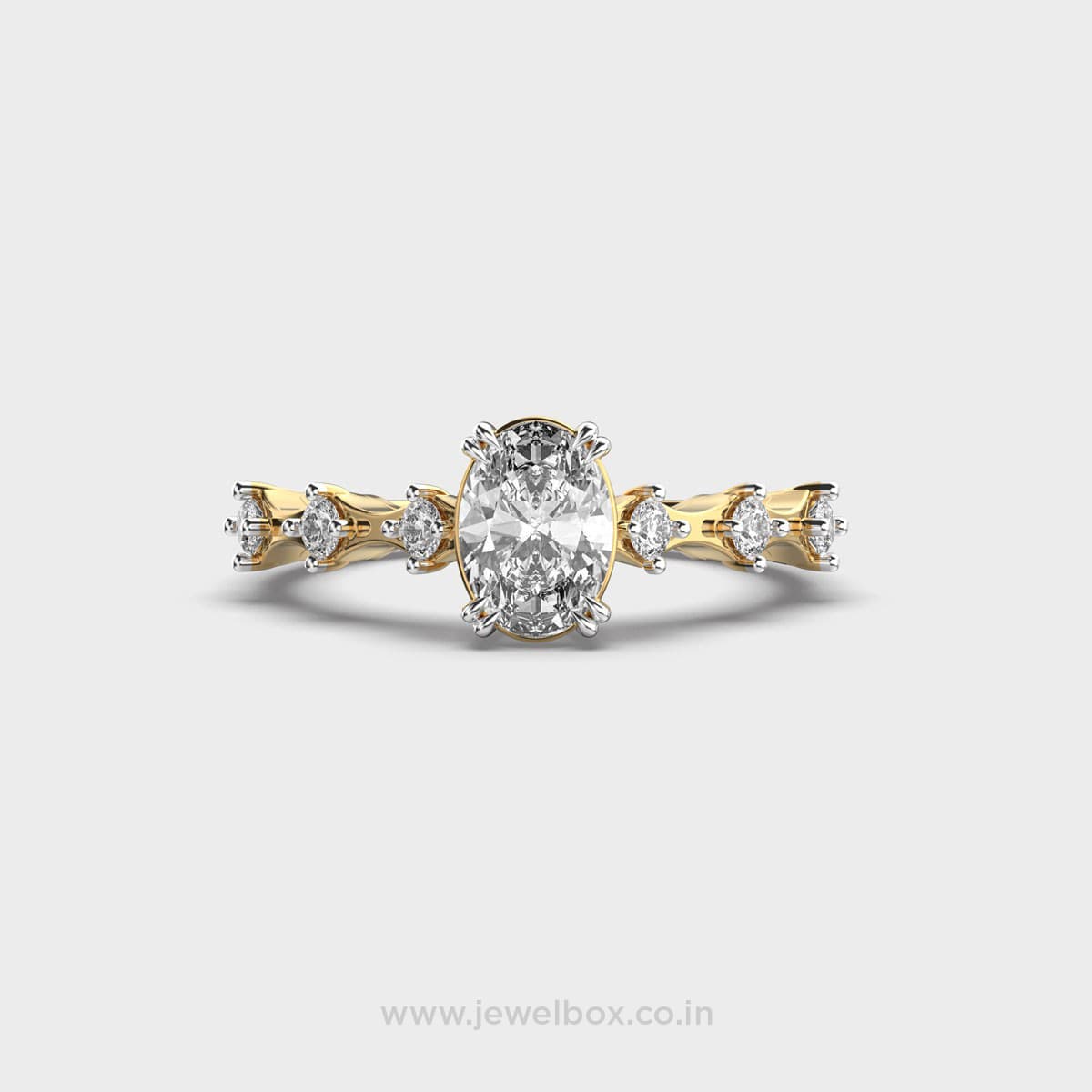 Spool Accent Oval Diamond Ring