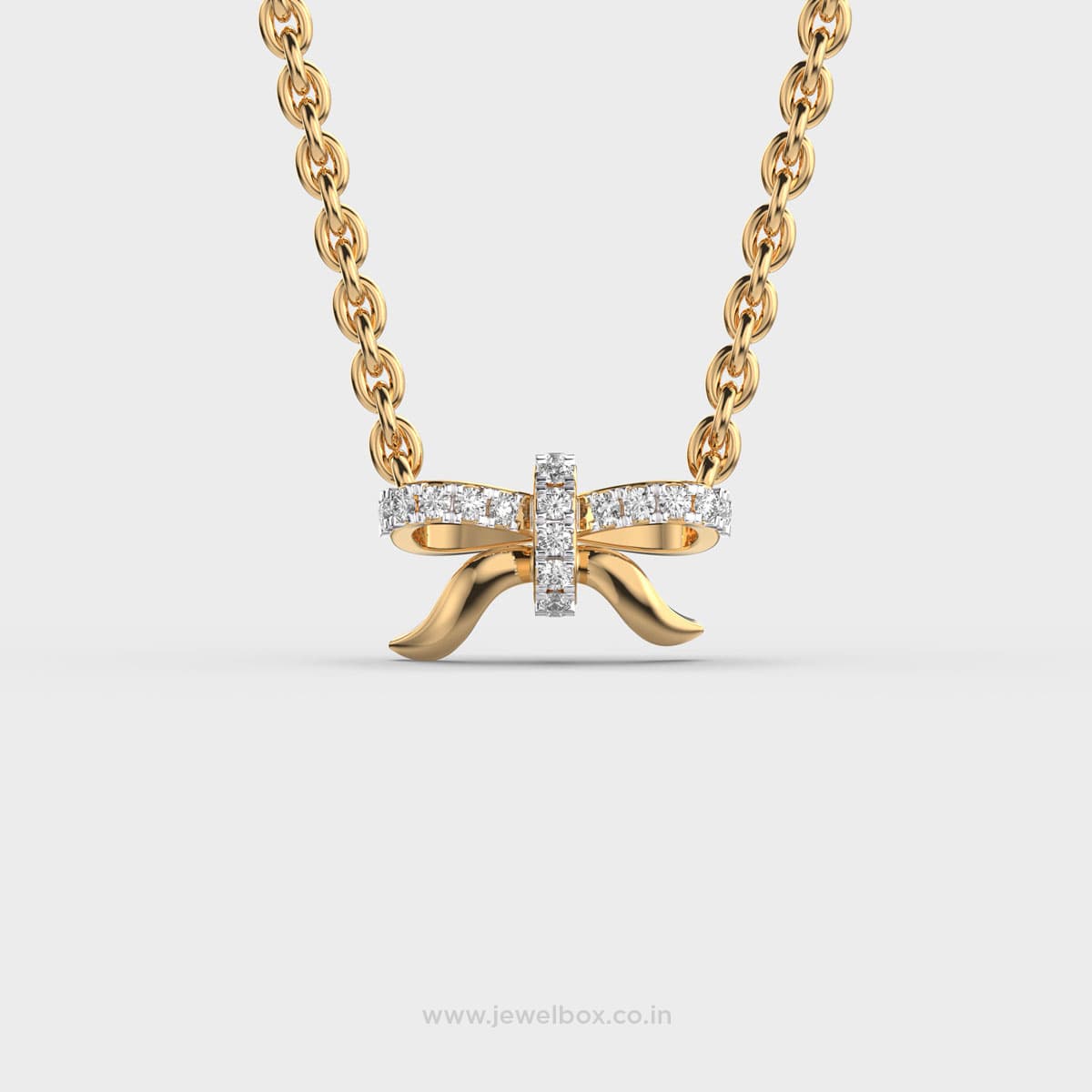 Little Ribbon Diamond Encrusted Pendant For Kids